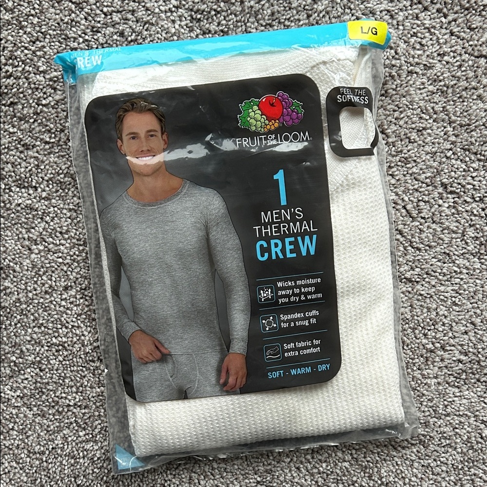 Fruit of the Loom Men's Thermal Crew - White